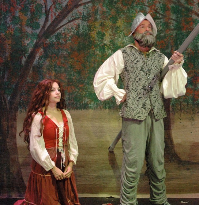 Jim Lynch (Don Quixote) and Lauren Brownstein (Aldonza/Dulcinea) star in Bucks County Playhouse's production of MAN OF LA MANCHA, running through Sept. 26 in New Hope, PA.