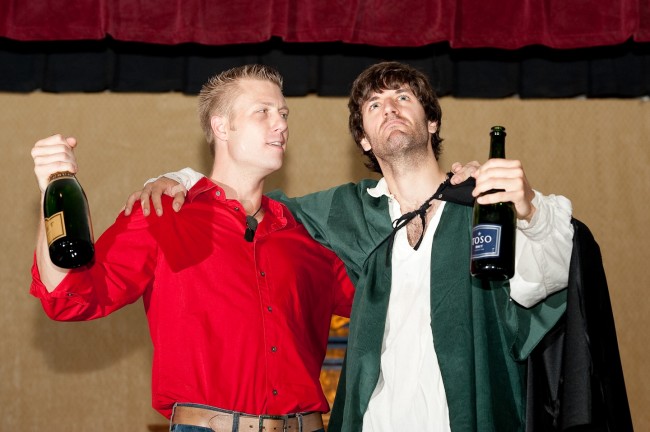 "Hamlet's Ghost & Andrew" - Steve Kumke and Newel Gatrell in a scene from Bridge Players Theatre Company's I HATE HAMLET.