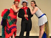 Dr. Seuss characters come to life on the stage in Methacton Community Theater's SEUSSICAL, THE MUSICAL running through July 24. (L. to R.:) Mazie LaBird (Courtney Collins), The Cat in the Hat (Justin Caiazzo), Gertrude McFuzz (Katie McCool).
