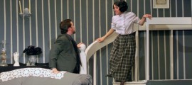 (l. to r.) Brian Richichi as Neil Bannister and Angie Schlauch as Jane Leighton in VPH's production of VICTORIA'S HOUSE, running in Hatboro PA through October 23.