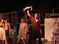Dave McConney as Bobby Strong with other cast members from The Road Company's URINETOWN - this weekend only in Williamstown NJ.