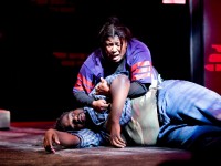 Tené Fletcher and Johnny Walker in a scene from Allens Lane Theater production of IN THE BLOOD, playing in Philadelphia through December 4.