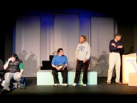 (From l. to r.) Emily Huddell and Brad Kenny as Lizzie and Danny; Andrew Flothmeier and Brooks Black as Nick and Pam; and Steve Phillips and Barbara Burke Sherman as Alan and Arlene in Burlington County Footlighters' BABY, running in Cinnaminson NJ through February 5.