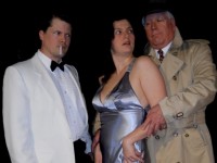 Russ White, Diana Gagliardi, Gary Bullock in a scene from ADRIFT IN MACAO, playing at Forge Theatre in Phoenixville PA through January 22.