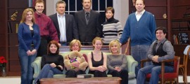 The cast of Village Players of Hatboro's THE CURIOUS SAVAGE: (Standing L-R) Jessica Hansford, Matt Graglia, Gary LaSasso, Richard Hall, Rose Furmanski and Christopher DeWitt; (seated L-R)  Jill Slater, Barb MacMullen, Rachel Daly, Carole Gettmann and Tom Settefrati.