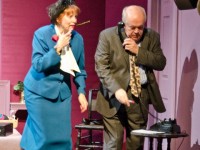 Penelope Reed and Zoran Kovcic in the first act of Neil Simon's Plaza Suite play a wedded couple revisiting their honeymoon suite. Performances continue at Hedgerow Theatre through March 6.  (Photo by Rick Prieur)