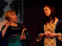 Amy Karash and Regina Florian in a scene from PRINCESS IDA, Thespis, Etc.'s production running through March 6 in Media, PA.