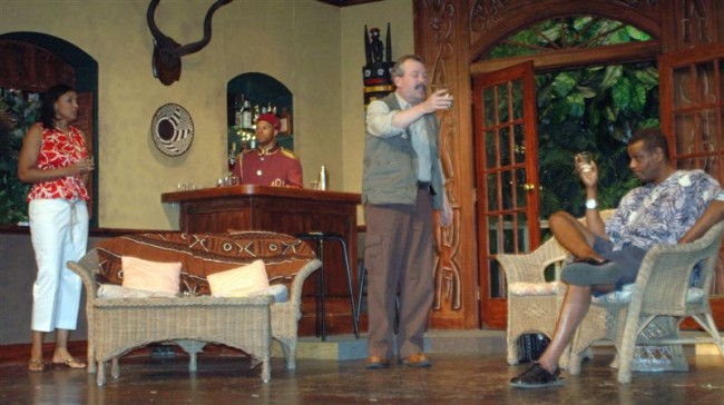 (from L) Quisha Lawson, Kyle Paul Dandridge, Paul DiFerdinando, Christopher Gladstone Booth in a scene from The Stagecrafters' MUD, RIVER, STONE, playing in Philadelphia (Chestnut Hill), PA through April 24.