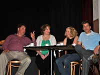 Dan Brothers, Valerie Mazzagatti, Kathy Harmer, Tim Petrillo in a scene from EXIT DATE running at Bridge Players Theatre Company in Burlington NJ through May 21.