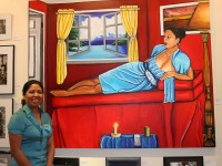 "Blue Vida" by Guadalupe Reyes, of Hamilton, is a large work in acrylic. It was inspired by her sister and took four months to complete.