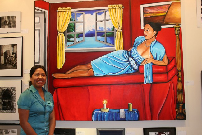 "Blue Vida" by Guadalupe Reyes, of Hamilton, is a large work in acrylic. It was inspired by her sister and took four months to complete.