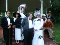 Cast members from Off Broad Street Players' MY FAIR LADY: (l. to r.) Andrew Jarema, Chrissie Capece, Cara May, John Muller, Katie Cox, Jason Smith, John Stephan, CJ Jarema. The musical runs through August 7 in Millville NJ.