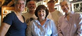 Organizers for Langhorne Players’ Showin’ Off benefit scheduled for September 23 and 24 gathered to help clean the Mill recently after hurricane Irene: (l. to r.) Heather MacHenry (director), Charles Gorman (president), Liza Fisher Norman (chair), Ken Junkins (art show), Carole Mancini (producer). Not pictured are Jessie Schol (director), John Weber and Elliot Simmons (writers), Kathy Junkins (reception), and Jo Anne Pinto (décor).
