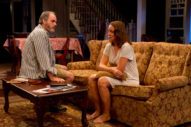 Eric Hissom as Bill Fordham and Grace Gonglewski as Barbara Fordham in Arden Theatre Company's production of AUGUST: OSAGE COUNTY. (Photo credit: Mark Garvin)