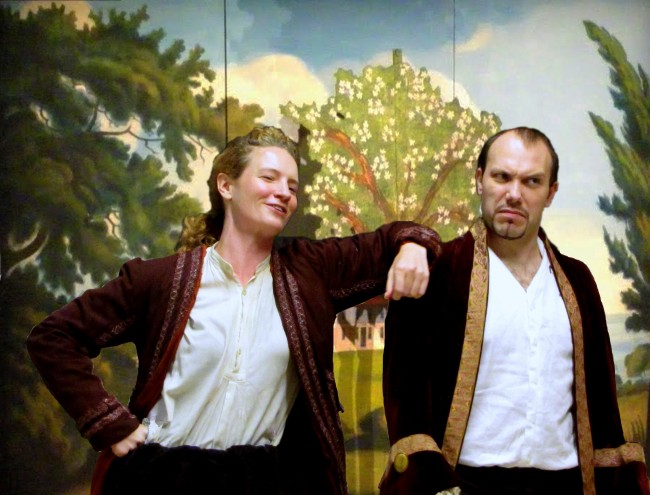 Abigail Fisher as Cherubino and Daniel Quintana as Figaro in Amore Opera's production of I DUE FIGARO, running in Manhattan through October 28. (Photo courtesy of Amore Opera)