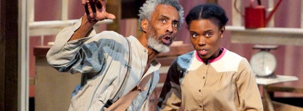 Damien Wallace and Candace Thomas in Plays and Players' production of JOE TURNER'S COME AND GONE. (Photo credit: Drew Hood, Throwing Light Photography)