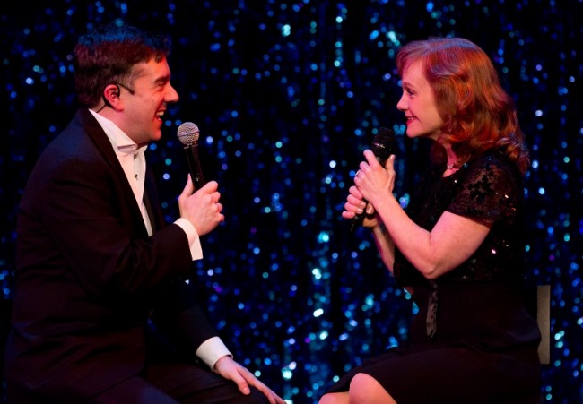 Tony Braithwaite and Jennifer Childs star in LET'S PRETEND WE'RE FAMOUS at 1812 Productions in Philadelphia PA through March 25. (Photo credit: Mark Garvin)