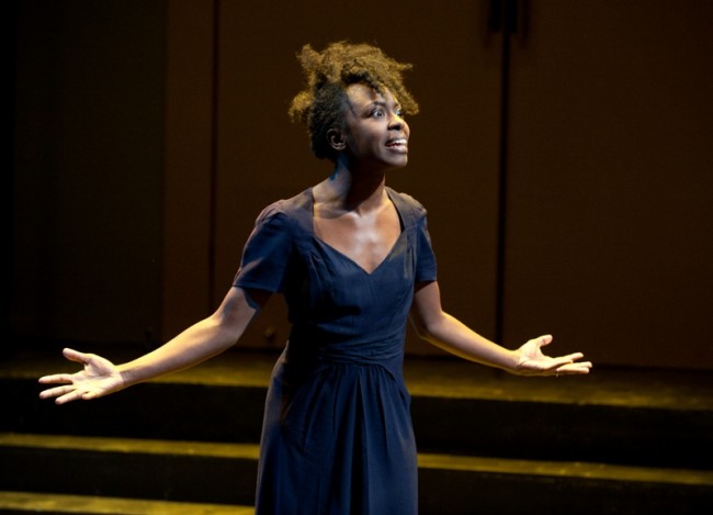 Lavita Shaurice stars as the title character in Quintessence Theatre Group's ANTIGONE, extended through April 1, 2012 at the Sedgwick Theater. (Photo credit: Shawn May)
