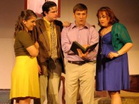 The Drama Group's production of THE IMPORTANCE OF BEING EARNEST by Oscar Wilde, directed by Angela Anderson, features (left to right) Lauren Myers as Cecily, Kevin Fennell as Algernon, Jesse Lehman as Jack and Crystal Why as Gwendolen.