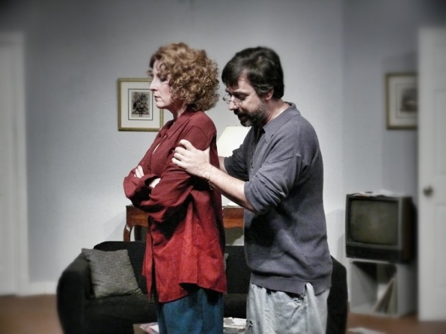Susan Boudreaux (left) and Bill Swezey (right) in Neil Simon’s GINGERBREAD LADY at Chapel Street Players.