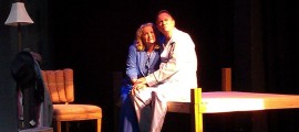 Peggy Waldron of Hamilton as Linda, and Timothy Anderson of Princeton as Willy Loman in Pierrot Productions' DEATH OF A SALESMAN at Kelsey Theatre.