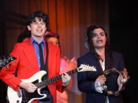 Chris Baron(Robbie), Anthony Connell(George) in a scene from THE WEDDING SINGER at New Candlelight Theatre.