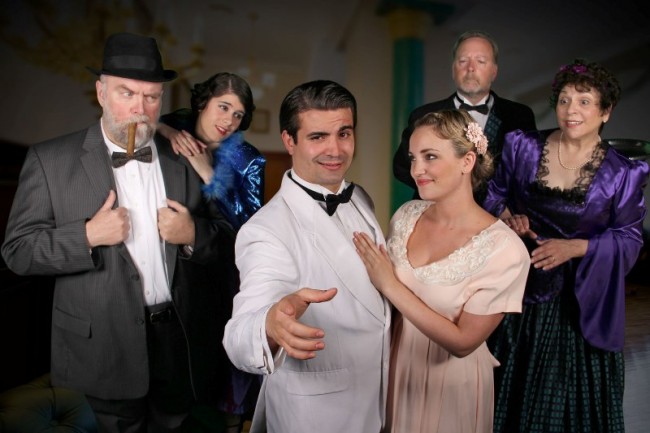Tom Bessellieu of Lawrenceville as Feldzieg; Samantha Ricchiuti of Philadelphia, PA, as Kitty; T. Michael Fario of Philadelphia, PA, as Robert; Kimberly Suskind of Lawrenceville as Janet; Dan Slothower of Plainsboro as Underling; and Rosie Karlin of Plainsboro as Mrs. Tottendalein. Maurer Productions Onstage presents THE DROWSY CHAPERONE at MCCC’s Kelsey Theatre June 8-17.