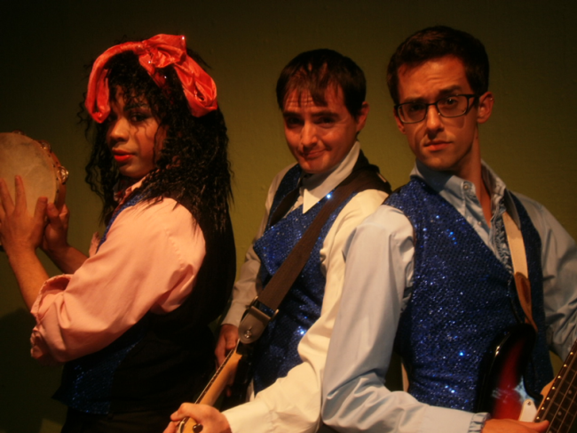 Will Scantling (George), Steve Carrasco (Robbie), and Brent Anders (Sammy) star in Playcrafters of Skippack's summer hit, THE WEDDING SINGER. (Photo credit: Gay Hoyle)