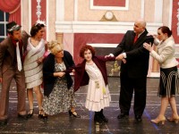 James Corkum as Rooster, Alexa Ross as Lily, Renee Grant as Miss Hannigan, Amia Shavaun as Annie, Jude Adams as Daddy Warbucks, Nicolette Addice as Grace Farrell. (Photo credit: Cassandra McElwee)