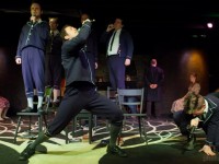 Jason Blanski, Nick Glassmyer, Ben Chadwell, James Barnett, Bob McCormick, and Doug Schultz in SPRING AWAKENING, running through September 29, 2012 at Barley Sheaf Players in Lionville, PA. (Photo by Brian Miller, Chorus Photography)