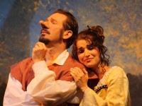 Cyrano & Roxane (Mark Henry & Stefania Revelli) in DCP Theatre's CYRANO DE BERGERAC, running in Telford, PA through June 15.