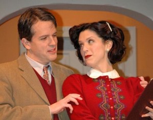 Russ Tisinger, Marisa Brown in THE MOUSETRAP at The Stagecrafters. (Photo Credit: Sara Stewart)