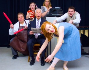 Back row L to R – Maggie Griffin-Smith as Alice and Janet Wasser as Penny; Middle row L to R- Al Krier as Paul, Seymour Kover as Grandpa and Shamus Hunter McCarty as Ed; Front – Rachel Brodeur as Essie. (Photo credit: Chris Miller)