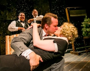 Joel Guerrero, Andrew Parcell (in the rear); Matt Tallman, Rebecca Cureton in foreground in a scene from THE 39 STEPS (Photo credit: Ashley LaBonde of Wide Eyed Studios).