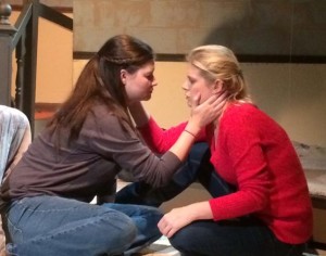 Leann Wintermute (Rick) and Maryalice Topoleski (Marcie) in a scene from WILDEST DREAMS at Langhorne Players.