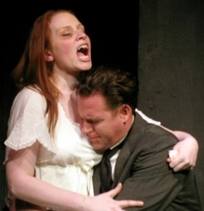 Cat Miller and John Helmke in a scene from DRACULA at Actors'NET of Bucks County.