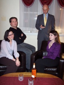 John Jackowski and Megan Knowlton Balne (left), John Comegno and Cara Hvisdas (right) star in Haddonfield Plays and Players' GOD OF CARNAGE. (Photo credit: Dave Gold)