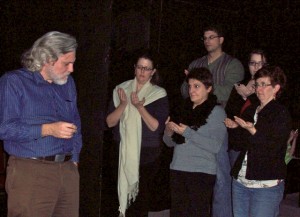 Members of the cast of OUR TOWN at Forge Theatre: Steve Schulz,Sue Murphy, Marie Jarrell, Beth Eustis, Mike Shoeman, Melanie Magolan