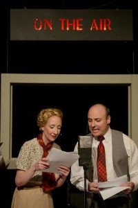 Jill Knapp and Matt Casarino sing one of the many radio jingles throughout the radio broadcast. (Photos by Joe del Tufo)