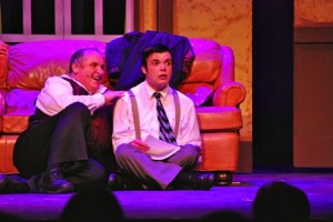 David Wills as Max Bialystock and Anthony Connell as Leo Bloom in THE PRODUCERS at New Candlelight Theatre through March 17. (Photo credit: Mark Banaszak)