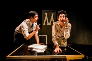 Brendan Cataldo and Jamie Goldman in a scene from STRICTLY PLATONIC at Hedgerow Theatre. 