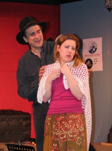 Michael Post and Danielle DiPillo in a scene from LIES & LEGENDS, running at The Village Playbox in Haddon Heights, NJ through February 16. (Photo credit: Steve Allen)