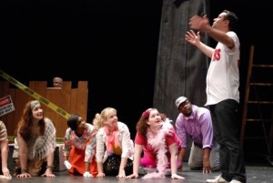 Don Fransko as Jesus leading Ensemble members in Off Broad Street Players' rendition of GODSPELL.