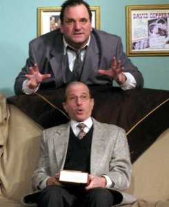 Steve Lobis (standing) and David Newhouse (seated) in Actors’ NET’s MOONLIGHT AND MAGNOLIAS.