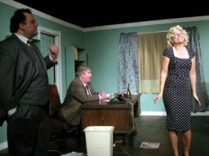 Steve Lobis (left), David Swartz (center) and Margaret DeAngelis (right) in Actors’ NET’s MOONLIGHT AND MAGNOLIAS.