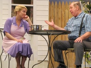 Bonnie Kapenstein and Christopher Applegate star as Kate and Joe Keller in the classic Arthur Miller drama, ALL MY SONS, running at Village Players of Hatboro through March 23.