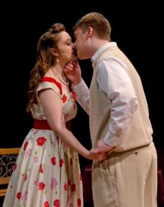 Amber Marie Payne of Philadelphia and  Glenn Kraft of Jamison star in THE PAJAMA GAME at Town and Country Players in Buckingham, PA.