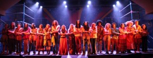 The company of HAIR at The Eagle Theatre perform "How Dare They Try".