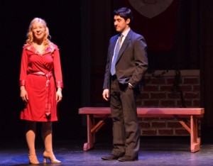Taylor Elise Rector as Elle Woods and Will Connell as Warner Huntington III in a scene from LEGALLY BLONDE THE MUSICAL. (Photo credit: Kelsey McDowell)