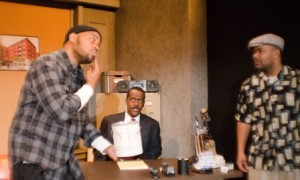 Roderick Slocum as Sterling Johnson, Kim E. Brown as Harmond Wilks and Andre N. Jones as Roosevelt Hicks. (Photo credit: Gus Orr)